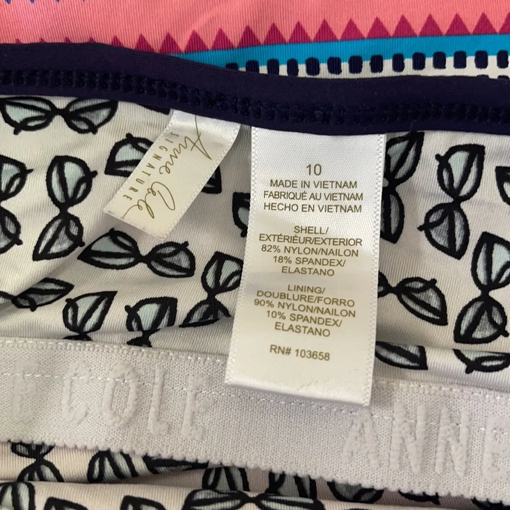 Anne Cole Stripe One Piece Bandeau Swimsuit Sz 10 Triangle Side Multicolor - Picture 11 of 14
